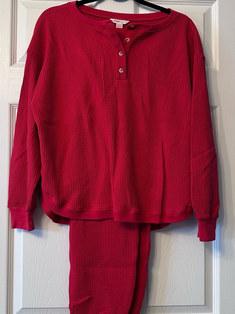 Joe Fresh Red Waffle Henley Pajama Set